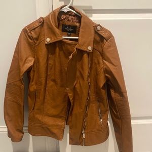 Coalition brown faux leather jacket